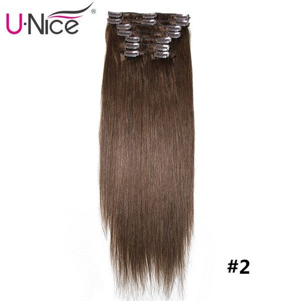 Unice Hair 7A Brazilian Straight Human Hair Clip In Extensions 120g Clip In Hair Extensions 18" Clip In Human Hair Extensions