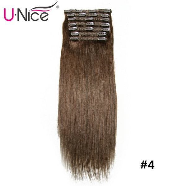 Unice Hair 7A Brazilian Straight Human Hair Clip In Extensions 120g Clip In Hair Extensions 18" Clip In Human Hair Extensions