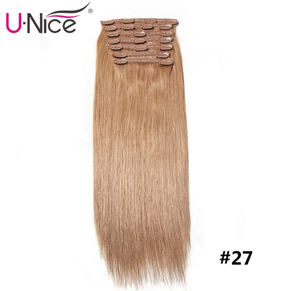 Unice Hair 7A Brazilian Straight Human Hair Clip In Extensions 120g Clip In Hair Extensions 18" Clip In Human Hair Extensions