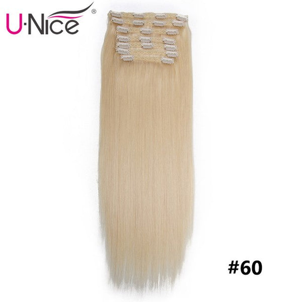 Unice Hair 7A Brazilian Straight Human Hair Clip In Extensions 120g Clip In Hair Extensions 18" Clip In Human Hair Extensions