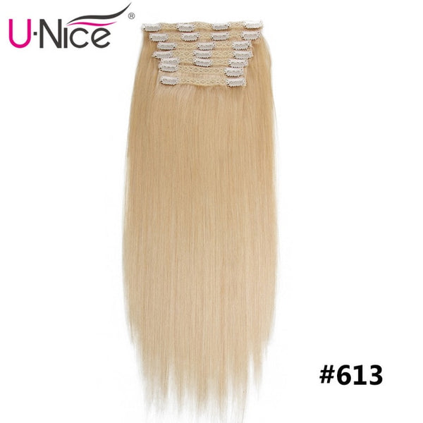Unice Hair 7A Brazilian Straight Human Hair Clip In Extensions 120g Clip In Hair Extensions 18" Clip In Human Hair Extensions