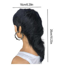 Load image into Gallery viewer, Short Hair Black Chemical Fiber Synthetic Mechanism Wig Fishtail