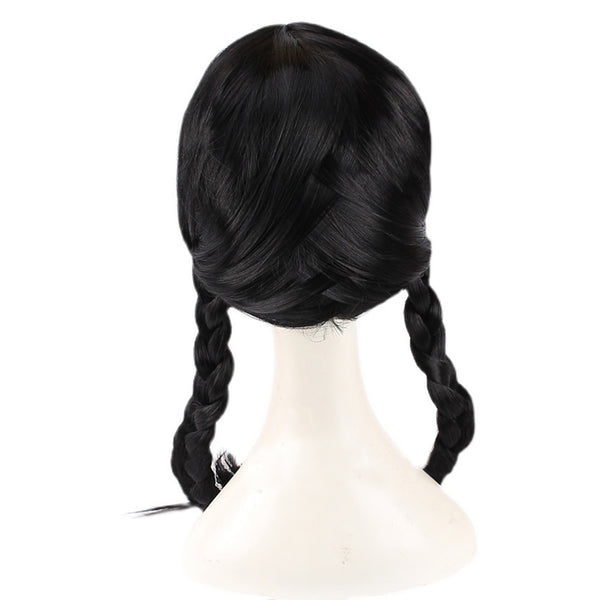 Black Center Parting Fried Dough Twist Braid Halloween Cos Wig