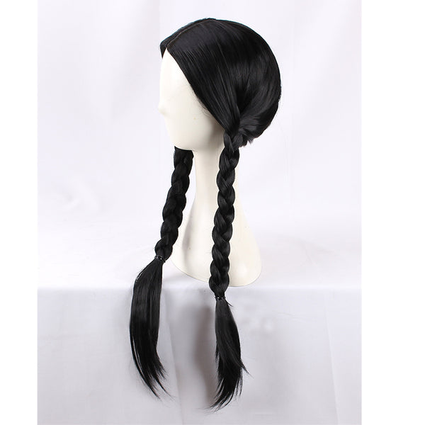 Black Center Parting Fried Dough Twist Braid Halloween Cos Wig