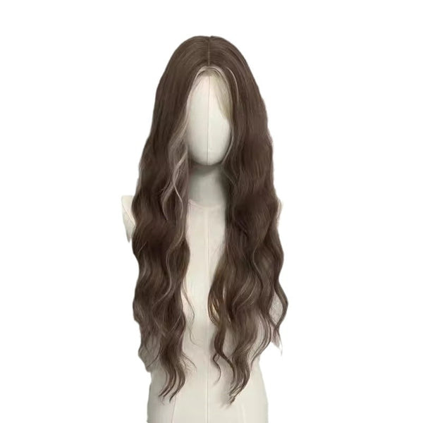Lace Gray Gold Dyed Long Curly Wig