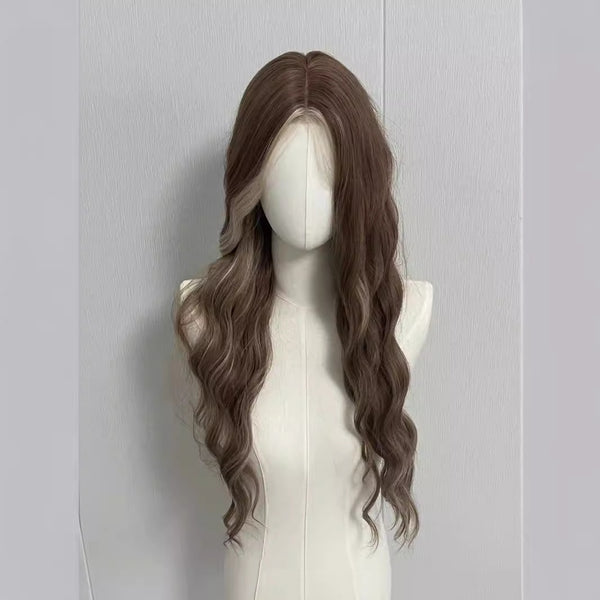 Lace Gray Gold Dyed Long Curly Wig