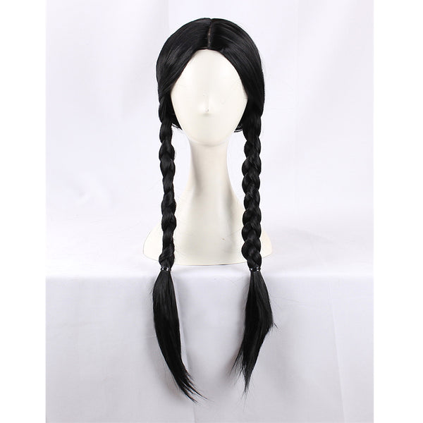 Black Center Parting Fried Dough Twist Braid Halloween Cos Wig