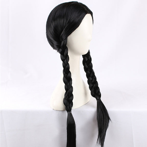 Black Center Parting Fried Dough Twist Braid Halloween Cos Wig
