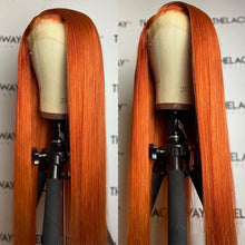 Load image into Gallery viewer, Split Orange Long Straight Chemical Fiber Lace Free Wig