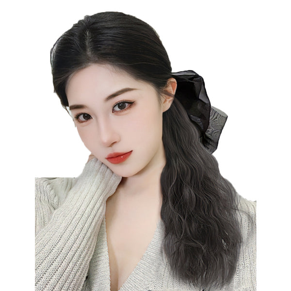 Women's Long Hair Bow High Ponytail Grip Clip