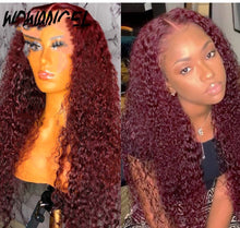 Load image into Gallery viewer, Foreign Trade Europe and the United States New Fluffy Corn Hot Small Volume Aliexpress Middle Point Long Curly Hair Wine Red Hair Fiber Headgear Wig