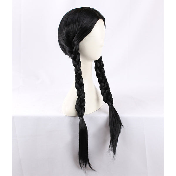 Black Center Parting Fried Dough Twist Braid Halloween Cos Wig