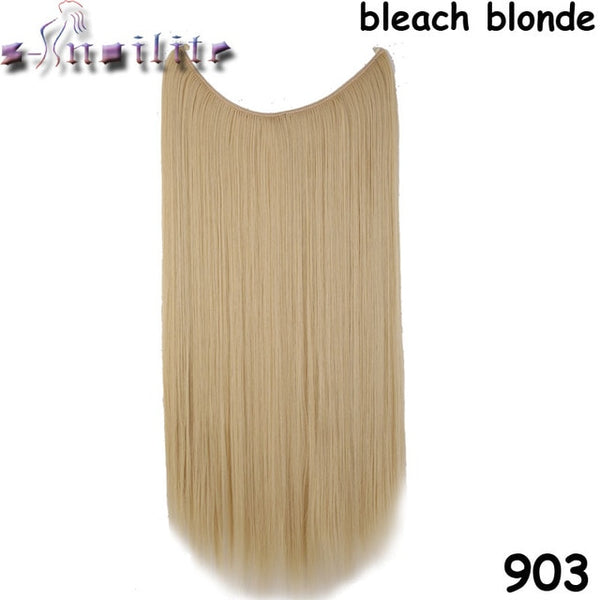 S-noilite Long Synthetic Hair Heat Resistant Hairpiece Fish Line Wavy Hair Extensions Secret Invisible Hairpieces Brown Blonde