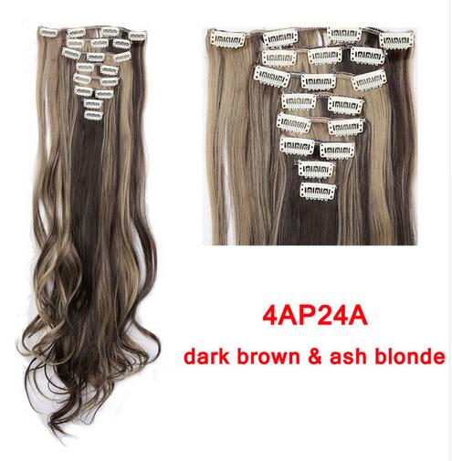 SNOILITE 24inch 170g Long Curly 18 Clips in False Hair Styling Synthetic Hair Extensions Hairpiece 8pcs/set Soft Natrual Black