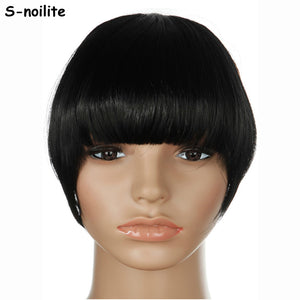 S-noilite US Stock Clip in False Bangs Neat Fringe Hair Extensions One Piece Staight Synthetic Black Brown Blonde Red