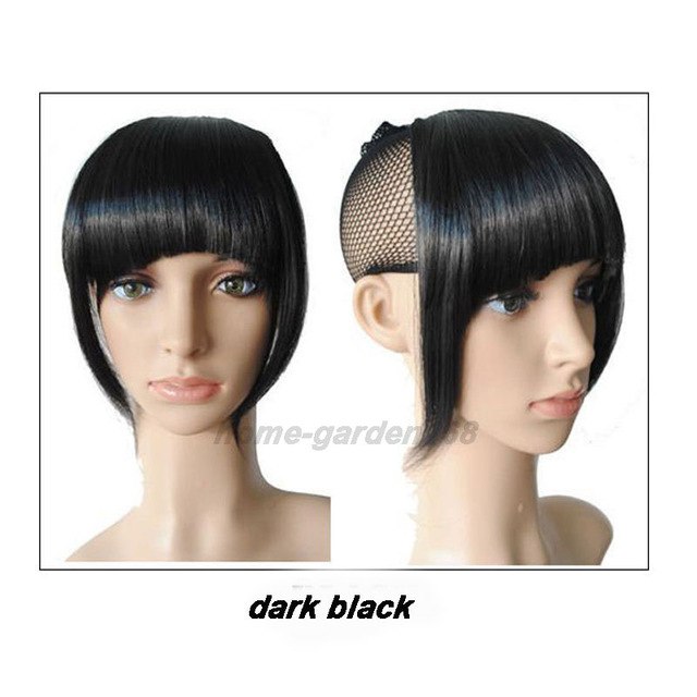 S-noilite US Stock Clip in False Bangs Neat Fringe Hair Extensions One Piece Staight Synthetic Black Brown Blonde Red