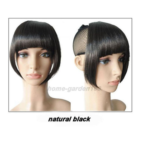 S-noilite US Stock Clip in False Bangs Neat Fringe Hair Extensions One Piece Staight Synthetic Black Brown Blonde Red