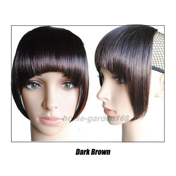 S-noilite US Stock Clip in False Bangs Neat Fringe Hair Extensions One Piece Staight Synthetic Black Brown Blonde Red