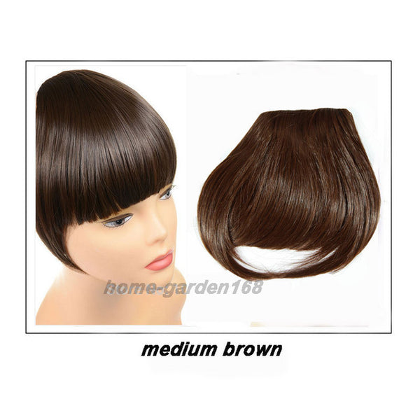 S-noilite US Stock Clip in False Bangs Neat Fringe Hair Extensions One Piece Staight Synthetic Black Brown Blonde Red