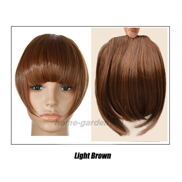 S-noilite US Stock Clip in False Bangs Neat Fringe Hair Extensions One Piece Staight Synthetic Black Brown Blonde Red