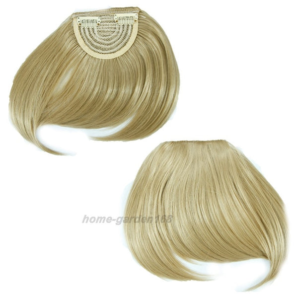 S-noilite US Stock Clip in False Bangs Neat Fringe Hair Extensions One Piece Staight Synthetic Black Brown Blonde Red