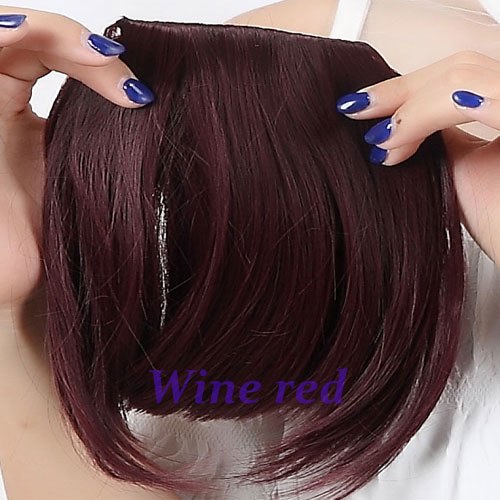 S-noilite US Stock Clip in False Bangs Neat Fringe Hair Extensions One Piece Staight Synthetic Black Brown Blonde Red