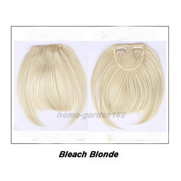 S-noilite US Stock Clip in False Bangs Neat Fringe Hair Extensions One Piece Staight Synthetic Black Brown Blonde Red