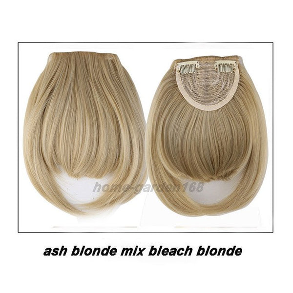 S-noilite US Stock Clip in False Bangs Neat Fringe Hair Extensions One Piece Staight Synthetic Black Brown Blonde Red