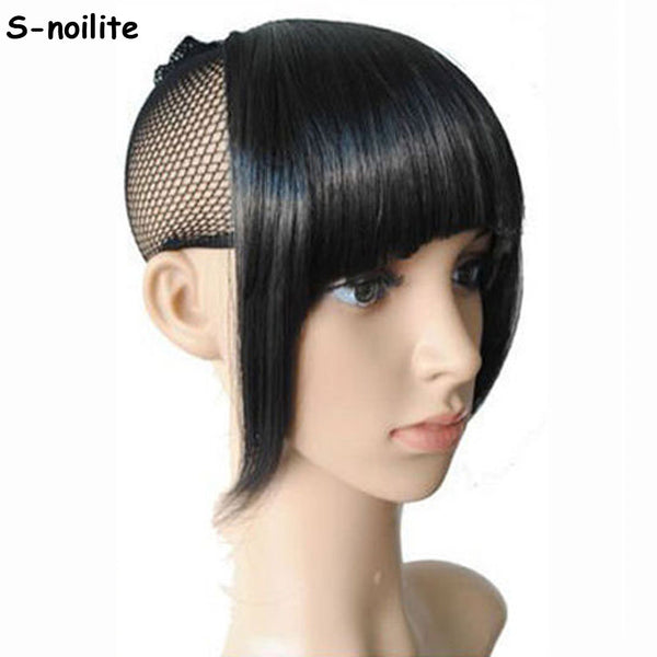 S-noilite US Shipping Clip In On Bang Bangs Fringe Synthetic Hairpiece Fringe Hair Extensions Black Brown Blonde