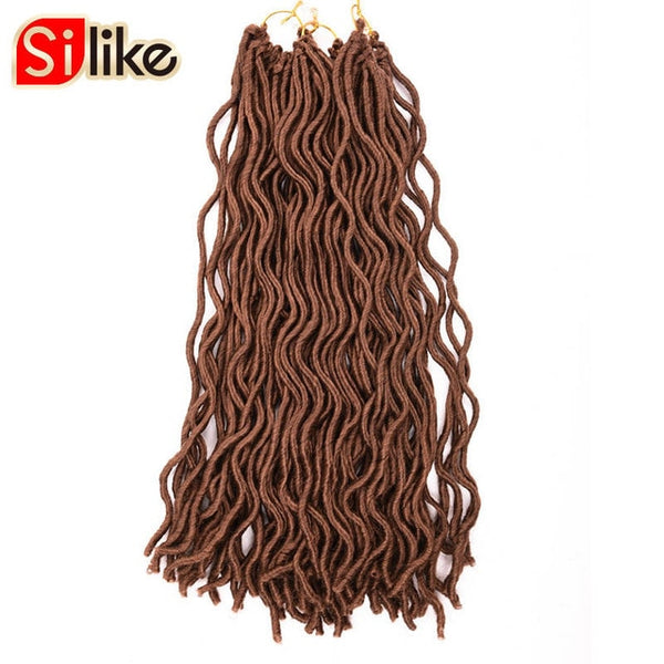 Silike 24 Roots Faux Locs Curly Crochet Hair 12 20 inch Crochet Braids Synthetic Hair Extensions For Black Women 3 packs/Lot