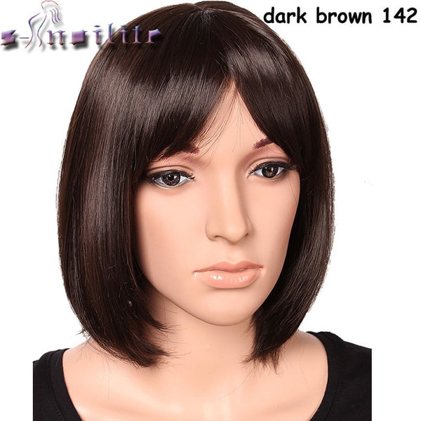 S-noilite Short Straight Wigs Women's BOB Style Full Head Wig Heat Resistant Synthetic real Thick black brown blonde Hair