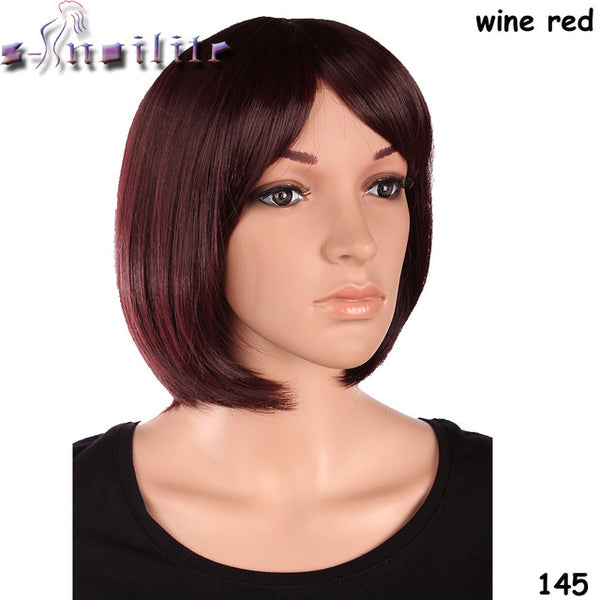 S-noilite Short Straight Wigs Women's BOB Style Full Head Wig Heat Resistant Synthetic real Thick black brown blonde Hair