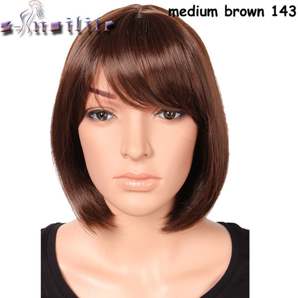 S-noilite Short Straight Wigs Women's BOB Style Full Head Wig Heat Resistant Synthetic real Thick black brown blonde Hair