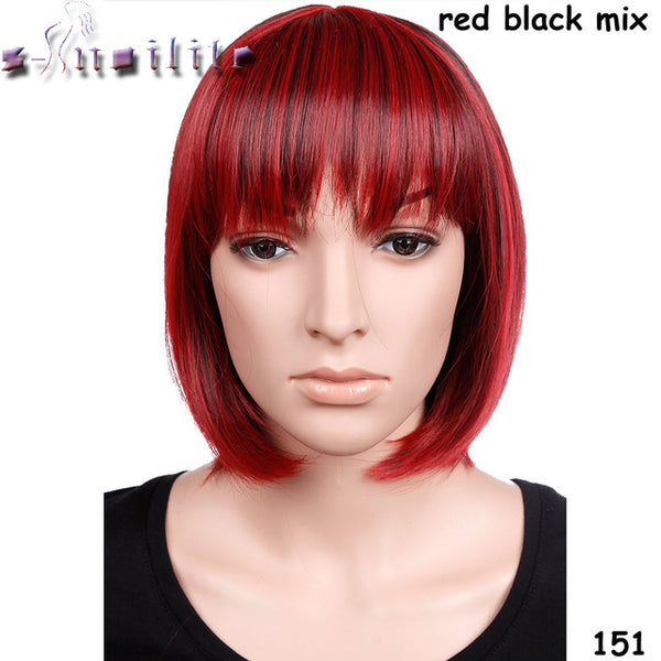 S-noilite Short Straight Wigs Women's BOB Style Full Head Wig Heat Resistant Synthetic real Thick black brown blonde Hair