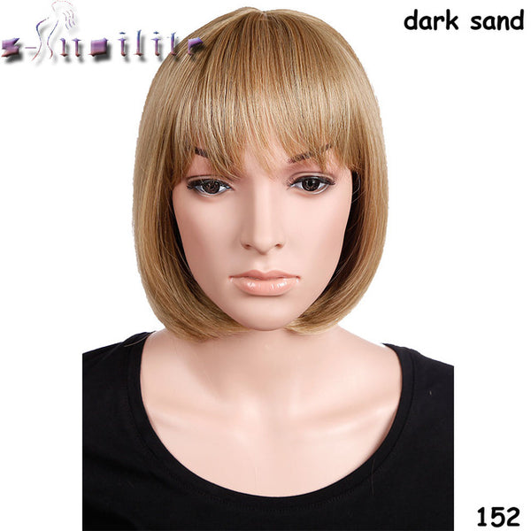 S-noilite Short Straight Wigs Women's BOB Style Full Head Wig Heat Resistant Synthetic real Thick black brown blonde Hair