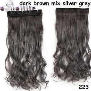 S-noilite 24 inches 61CM Long 100% Real Thick Clip in Hair Extension Frosted Hairpiece Mix Brown Blonde Synthetic Hair