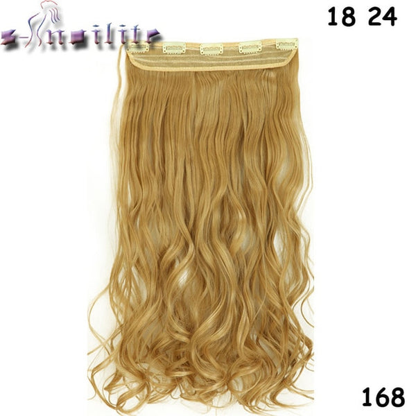 S-noilite 24 inches 61CM Long 100% Real Thick Clip in Hair Extension Frosted Hairpiece Mix Brown Blonde Synthetic Hair