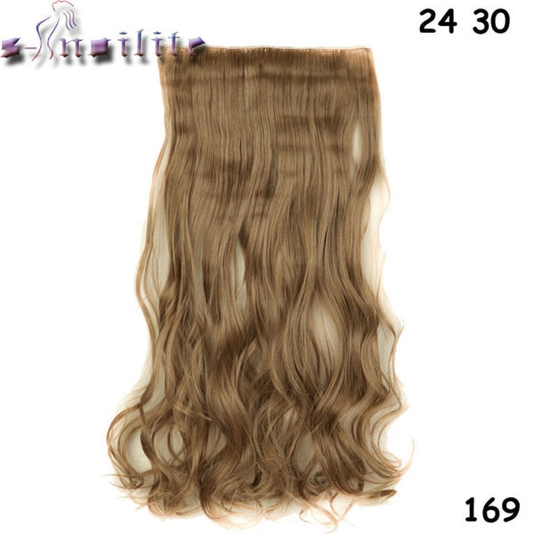 S-noilite 24 inches 61CM Long 100% Real Thick Clip in Hair Extension Frosted Hairpiece Mix Brown Blonde Synthetic Hair