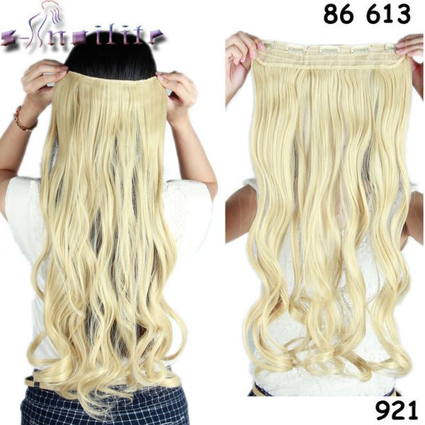 S-noilite 24 inches 61CM Long 100% Real Thick Clip in Hair Extension Frosted Hairpiece Mix Brown Blonde Synthetic Hair