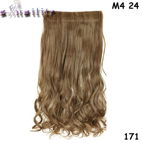 S-noilite 24 inches 61CM Long 100% Real Thick Clip in Hair Extension Frosted Hairpiece Mix Brown Blonde Synthetic Hair