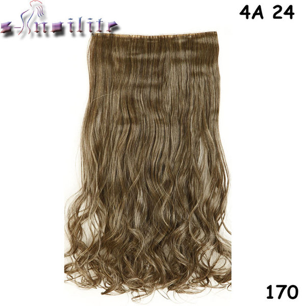 S-noilite 24 inches 61CM Long 100% Real Thick Clip in Hair Extension Frosted Hairpiece Mix Brown Blonde Synthetic Hair