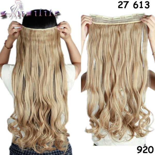 S-noilite 24 inches 61CM Long 100% Real Thick Clip in Hair Extension Frosted Hairpiece Mix Brown Blonde Synthetic Hair