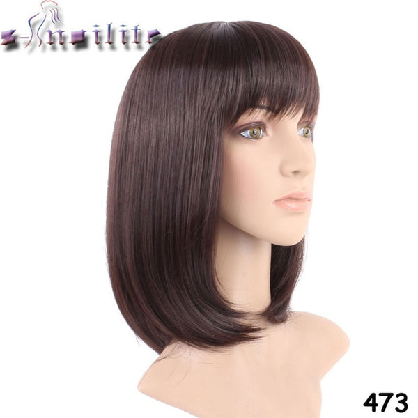 S-noilite Straight Synthetic Wigs For African American Black Women Long Brown Mixed Blonde Two Tone Wigs With Bangs