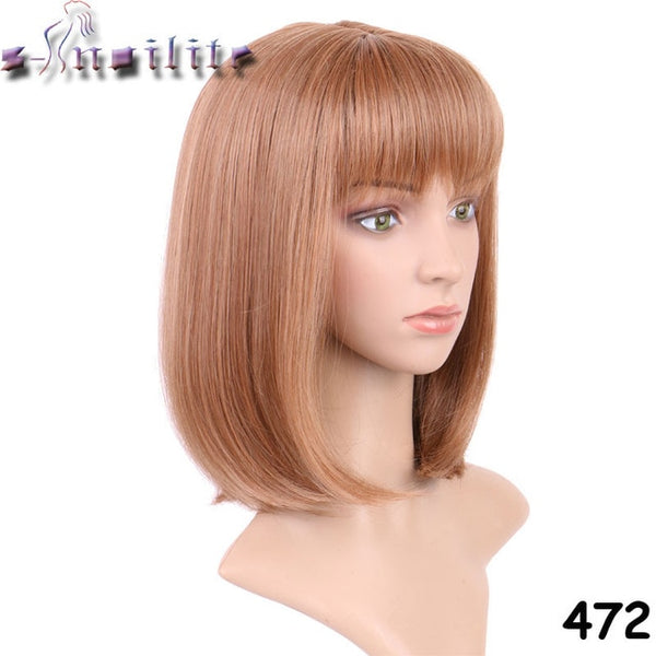 S-noilite Straight Synthetic Wigs For African American Black Women Long Brown Mixed Blonde Two Tone Wigs With Bangs