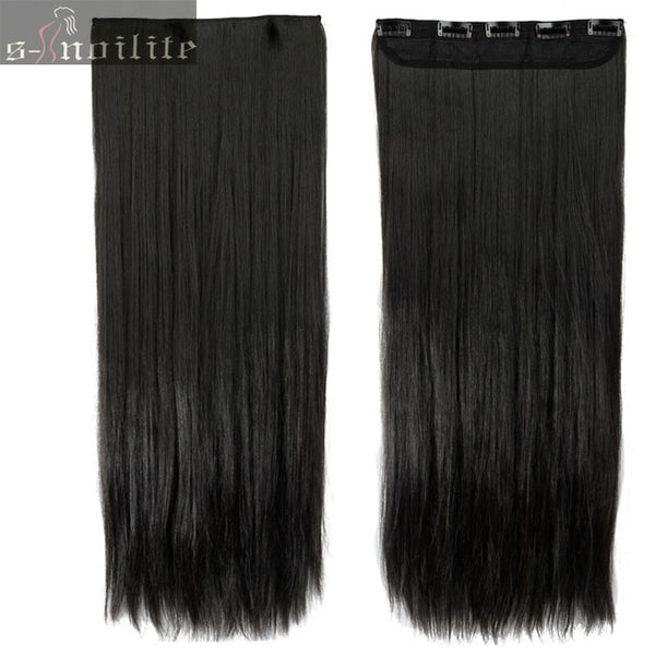 S-noilite Hair Extensions Black Brown Blonde Natural Straight 58-76cm Long High Tempreture Synthetic Hair Extension Hairpiece