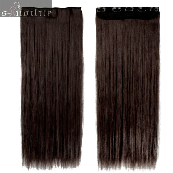 S-noilite Hair Extensions Black Brown Blonde Natural Straight 58-76cm Long High Tempreture Synthetic Hair Extension Hairpiece