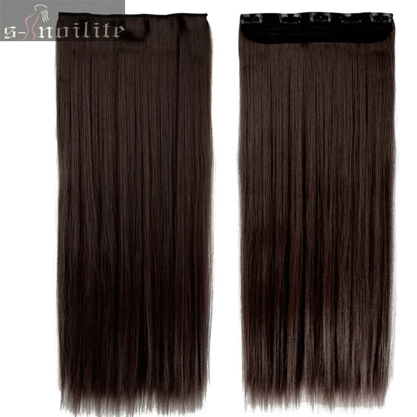 S-noilite Hair Extensions Black Brown Blonde Natural Straight 58-76cm Long High Tempreture Synthetic Hair Extension Hairpiece