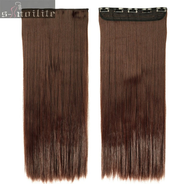 S-noilite Hair Extensions Black Brown Blonde Natural Straight 58-76cm Long High Tempreture Synthetic Hair Extension Hairpiece