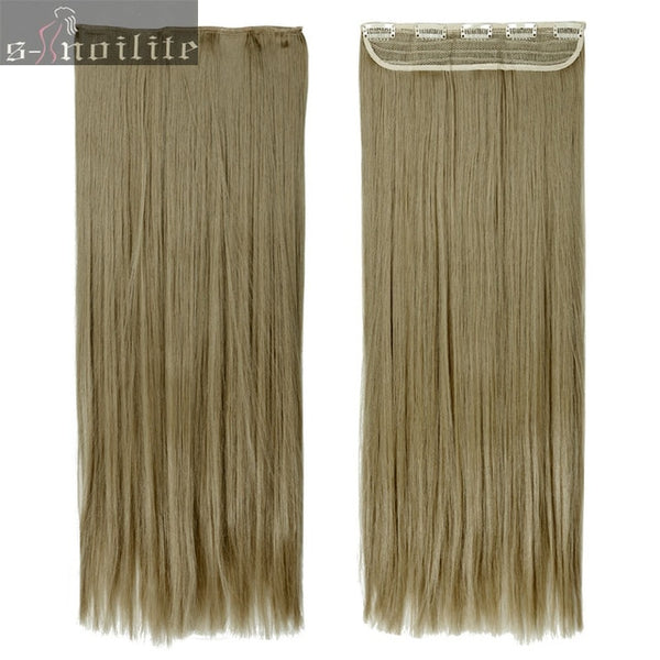 S-noilite Hair Extensions Black Brown Blonde Natural Straight 58-76cm Long High Tempreture Synthetic Hair Extension Hairpiece