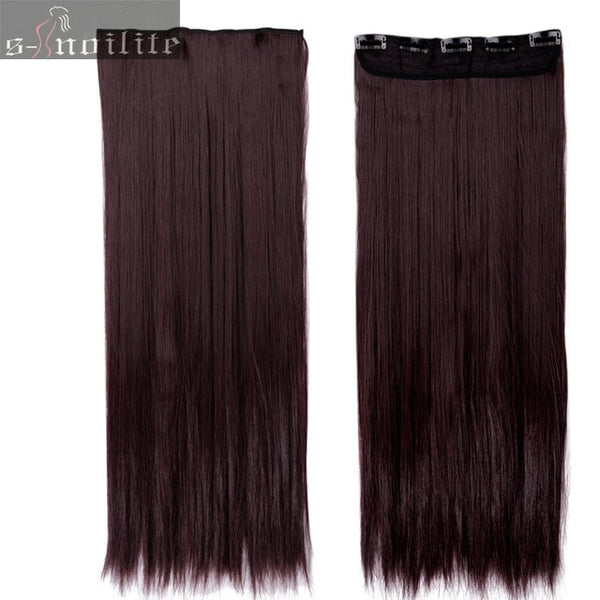 S-noilite Hair Extensions Black Brown Blonde Natural Straight 58-76cm Long High Tempreture Synthetic Hair Extension Hairpiece